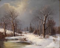 Winter landscape with deer