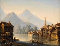 Alpine Landscape with City View