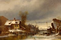 Winter River Landscape with Bustle