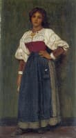 Standing Girl in Blouse and Skirt