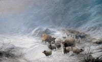 Winter, Through the Fells, Cumberland, the Drove in a Snowdrift