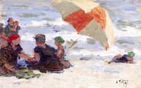 Bathers with Striped Umbrella