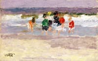 Beach Scene with Lavender Sky
