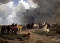 Horses in a Rainstorm