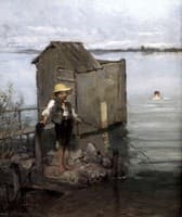 Bathing Hut with a Boy