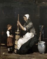 Woman Making Butter