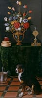 Still Life with Flowers and a Dog (Naturaleza muerta con florero y perro)