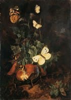 Forest Vegetation with Snake, Lizard and Butterflies
