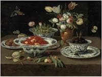 Wild Strawberries in a Chinese Porcelain Bowl and Blackberries in a Second Bowl