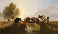 Rustic Bridge and Cattle Group