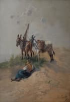 Fisherman's wife with donkeys