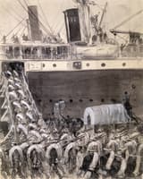 American troops boarding transport steamer, Spanish-American War