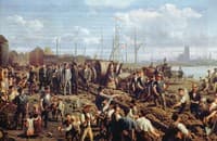 Laying the telegraph cable Berlin-Cologne near Mühlheim - 1878