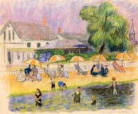Beach Scene with Lavender Sky