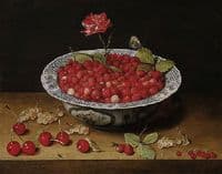 Wild Strawberries and a Carnation in a Wan-Li Bowl