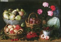 Früchtekörbe, Früchteschale, Porzellankumme, Blumenvase und Gemüse