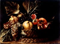 Still Life of a Basket of Fruit with Grapes, Pomegranates, Figs and Apples