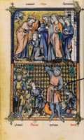 David anointed by Samuel and battle of David and Goliath