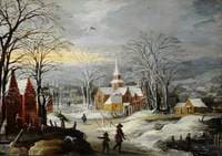 Winter Landscape with Buildings and Figures