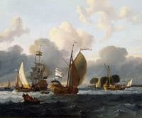 A Dutch Yacht Before the Wind in a Harbour
