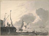 Harbour on the Sea in Gathering Thunderstorm