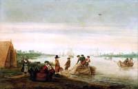 River Scene with Fishermen Drawing Nets