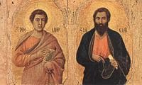 Maestà (detail:  top panels)