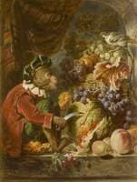 Still Life with Monkey, Sparrow and Fruit