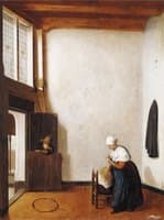 Interior with a Woman Combing a Little Girl's Hair