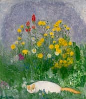 Cat with Wild Flowers