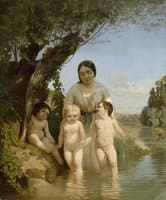 Mother with Three Children by a River