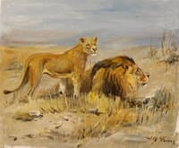 Savannah Landscape with Lions