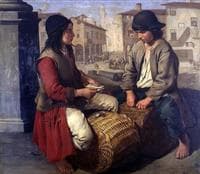 Portaroli che giocano a carte sulle ceste