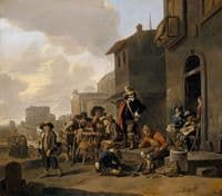 Figures Before a Locanda with a View of the Piazza del Popolo