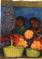 Two Girls with Flowers