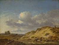 Peasants Driving Cattle and Sheep down a Sandhill, and Two Sportsmen with Dogs