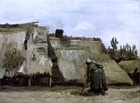 A Peasant Woman Digging in front of Her Cottage