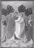 Saint John the Evangelist with Christ Taking Leave of the Virgin Between Saints Peter and James the