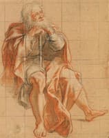 Seated Old Man Holding a Staff
