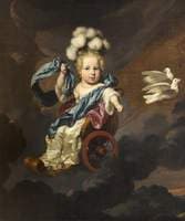 Portrait of a Baby Girl as Venus with a Chariot Drawn by Doves