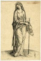 Judith with the head of Holofernes in one hand, a sword in the other