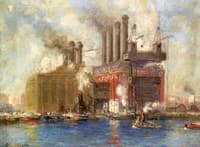 New York City Power Plant and Tugboats