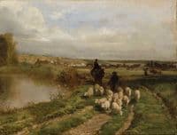 Sheep and Shepherd in a Landscape