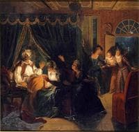 Story of Don Quixote - Donna Rodriquez Is Surprized with Don Quixote by the Duchess’ Maids