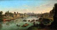 Rome, a View of the River Tiber at the Porto di Ripa Grande