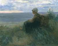 A Fishergirl on a Dune-Top Overlooking the Sea