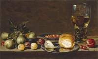 Still Life:  Fruit, Bread and a Goblet on a Table