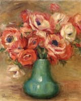 Anemones in a Green Vase