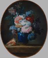 Vase of Flowers and Conch Shell