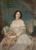 Portrait of a Lady Sitting Under a Pergola